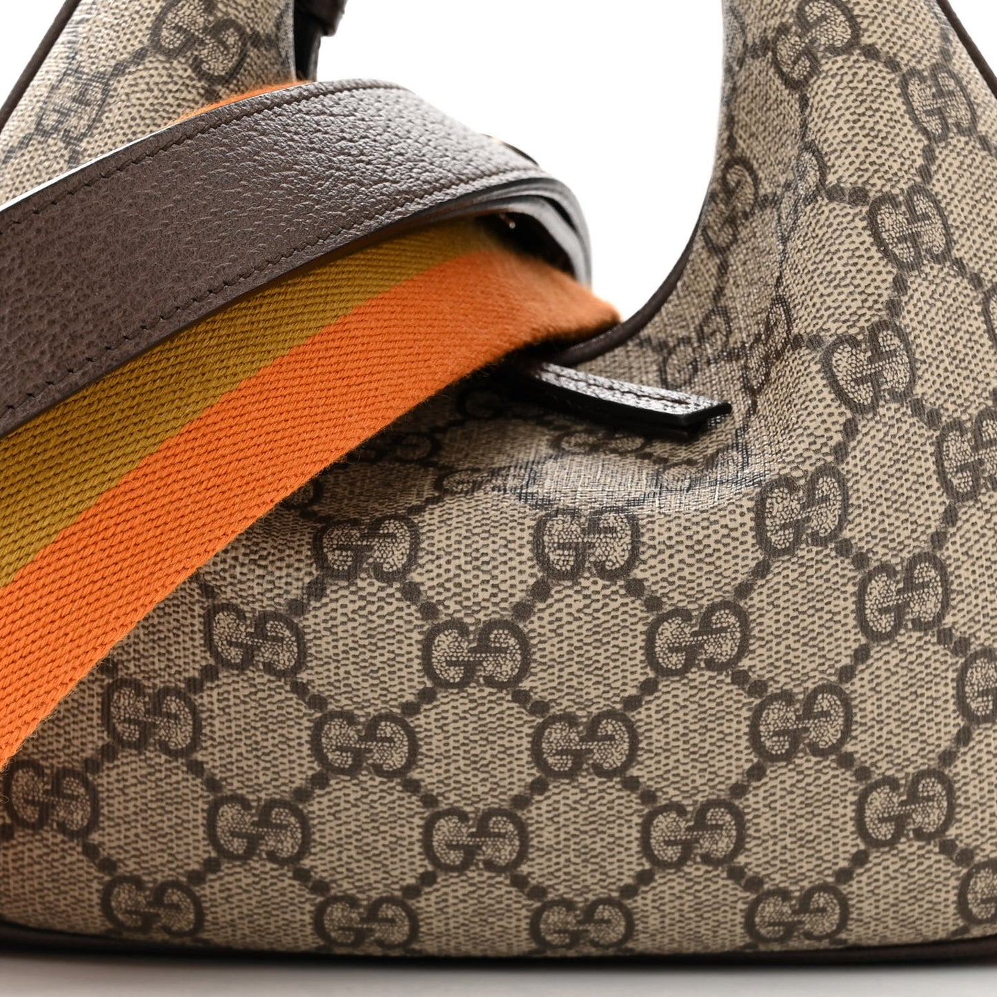 GG Supreme Monogram Textured Calfskin Web Small Attache Shoulder Bag Beige Ebony New Acero