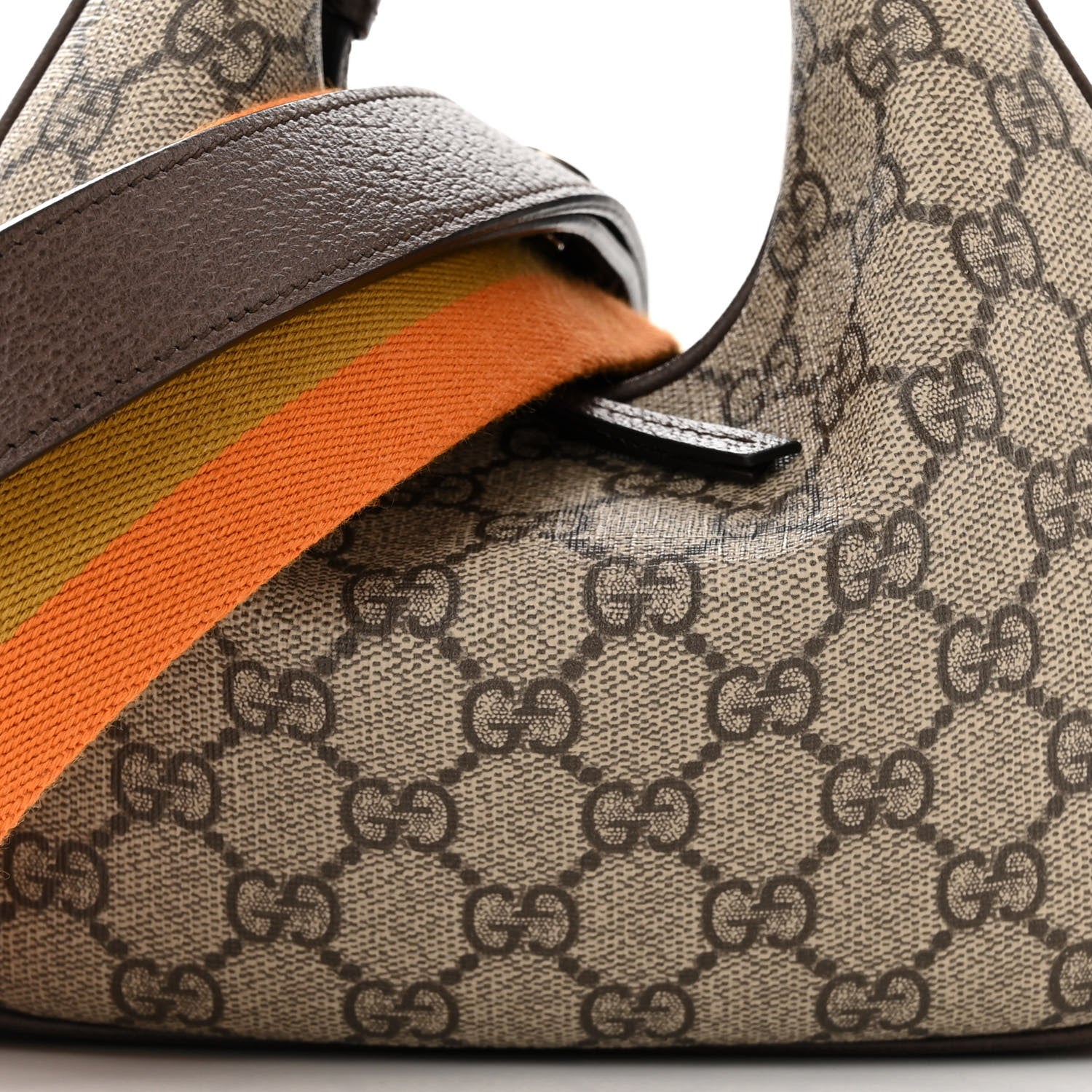 Gucci GG Supreme Monogram Textured Calfskin Web Small Attache Shoulder Bag Beige Ebony New Acero 8 of 10