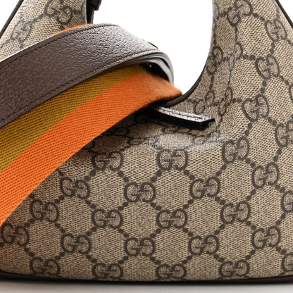 Gucci GG Supreme Monogram Textured Calfskin Web Small Attache Shoulder Bag Beige Ebony New Acero 8 of 10