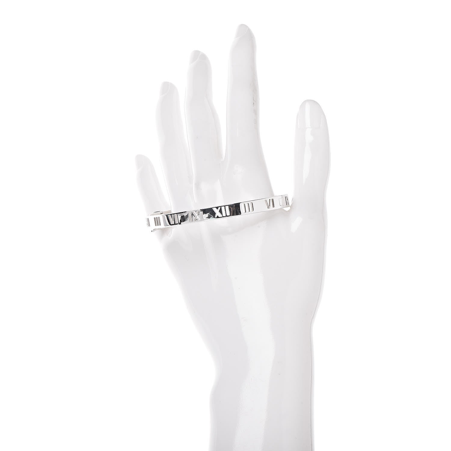 Tiffany Sterling Silver Atlas Pierced Hinged Bangle Bracelet 2 of 6