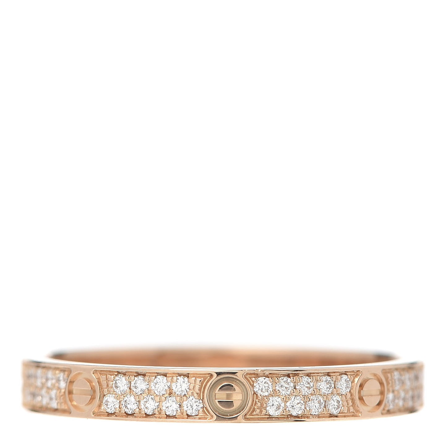 18K Pink Gold Diamond 2.6mm LOVE Paved Band Ring 54 6.75