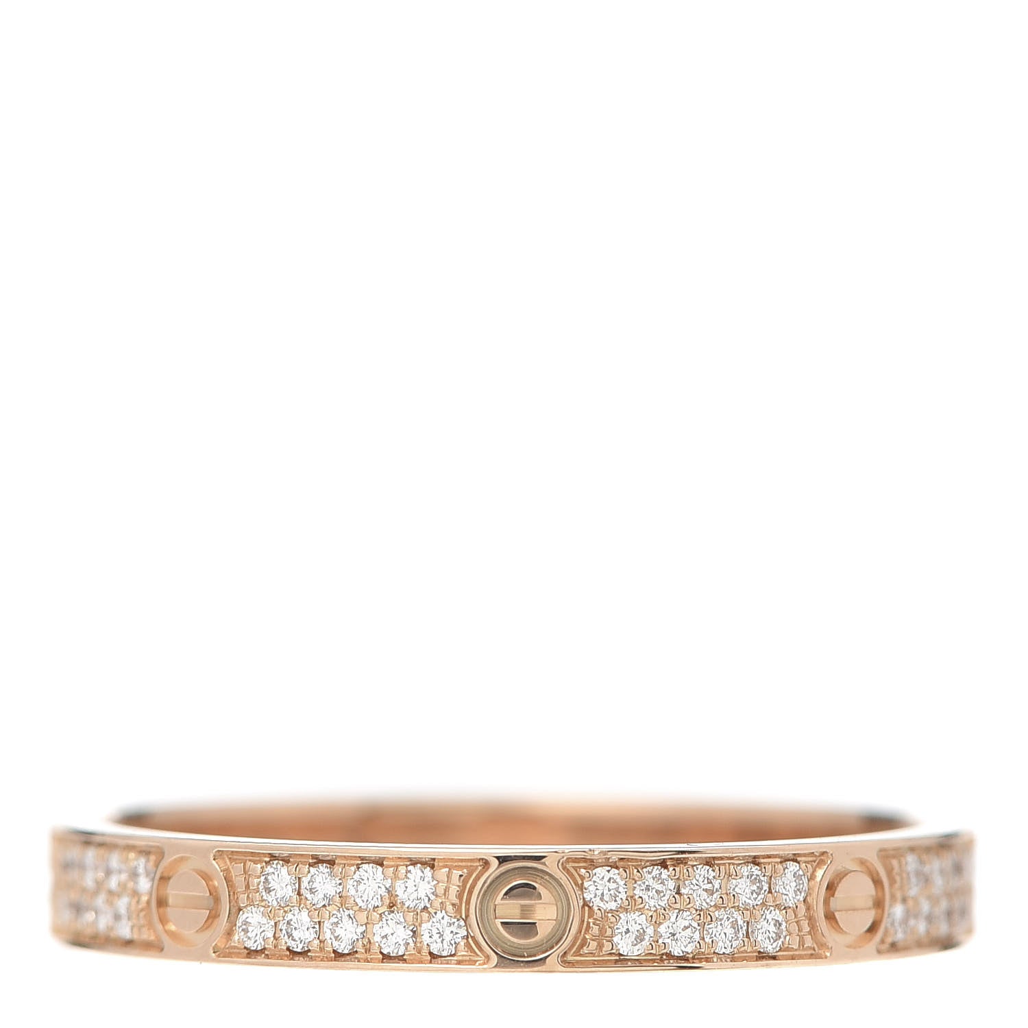 Cartier 18K Pink Gold Diamond 2.6mm LOVE Paved Band Ring 54 6.75 1 of 7