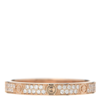 Cartier 18K Pink Gold Diamond 2.6mm LOVE Paved Band Ring 54 6.75 1 of 7