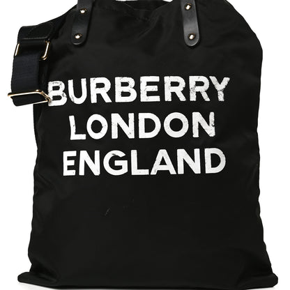 Burberry Nylon London England Print Logo Flat Tote Black 8 of 13