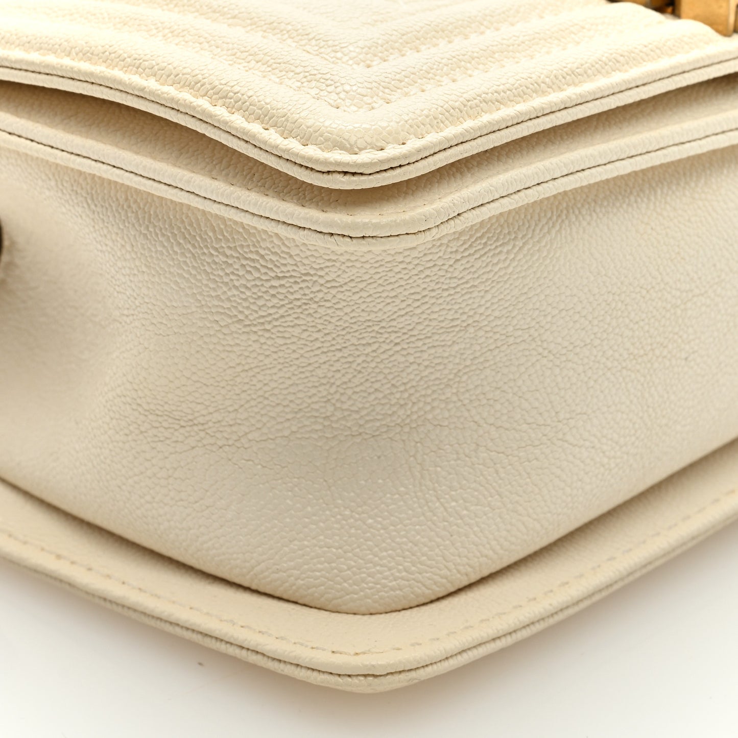 Caviar Quilted Small Boy Flap White
