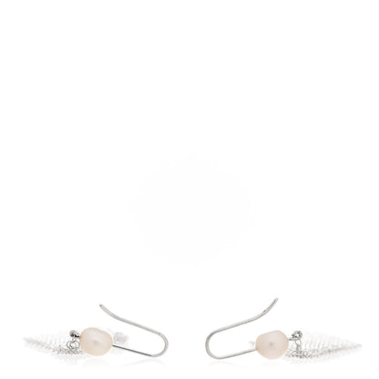 Tiffany Sterling Silver Pearl Elsa Peretti Mesh Earrings 3 of 4