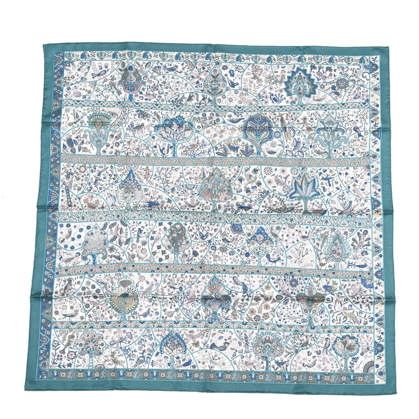 Silk Au Pays Des Oiseaux Fleurs Scarf 90
