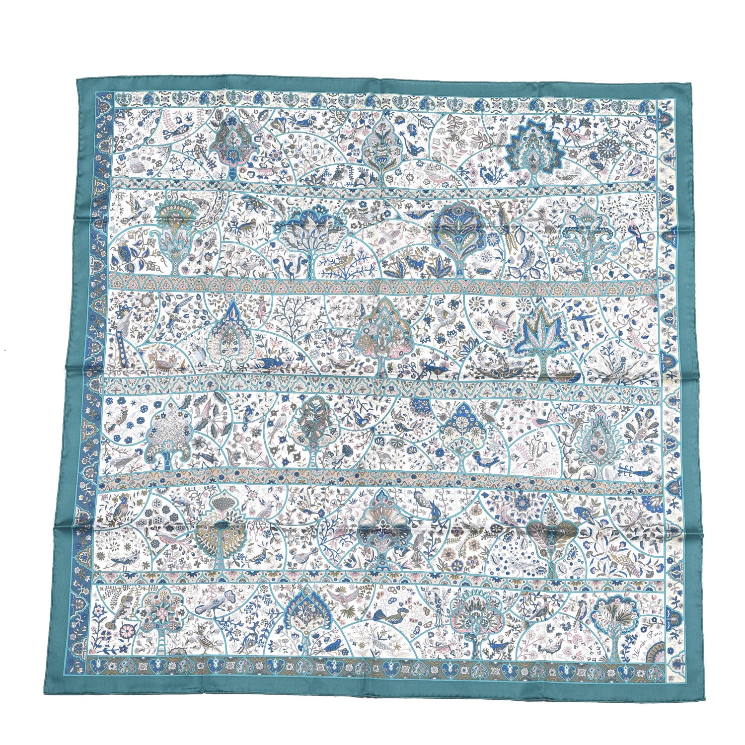 Hermes Silk Au Pays Des Oiseaux Fleurs Scarf 90 1 of 4