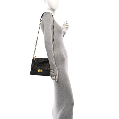 Fendi Vitello Liberty Bi-Color FF 1974 Embossed Chain Strap Kan U Shoulder Bag Black Maya 2 of 10