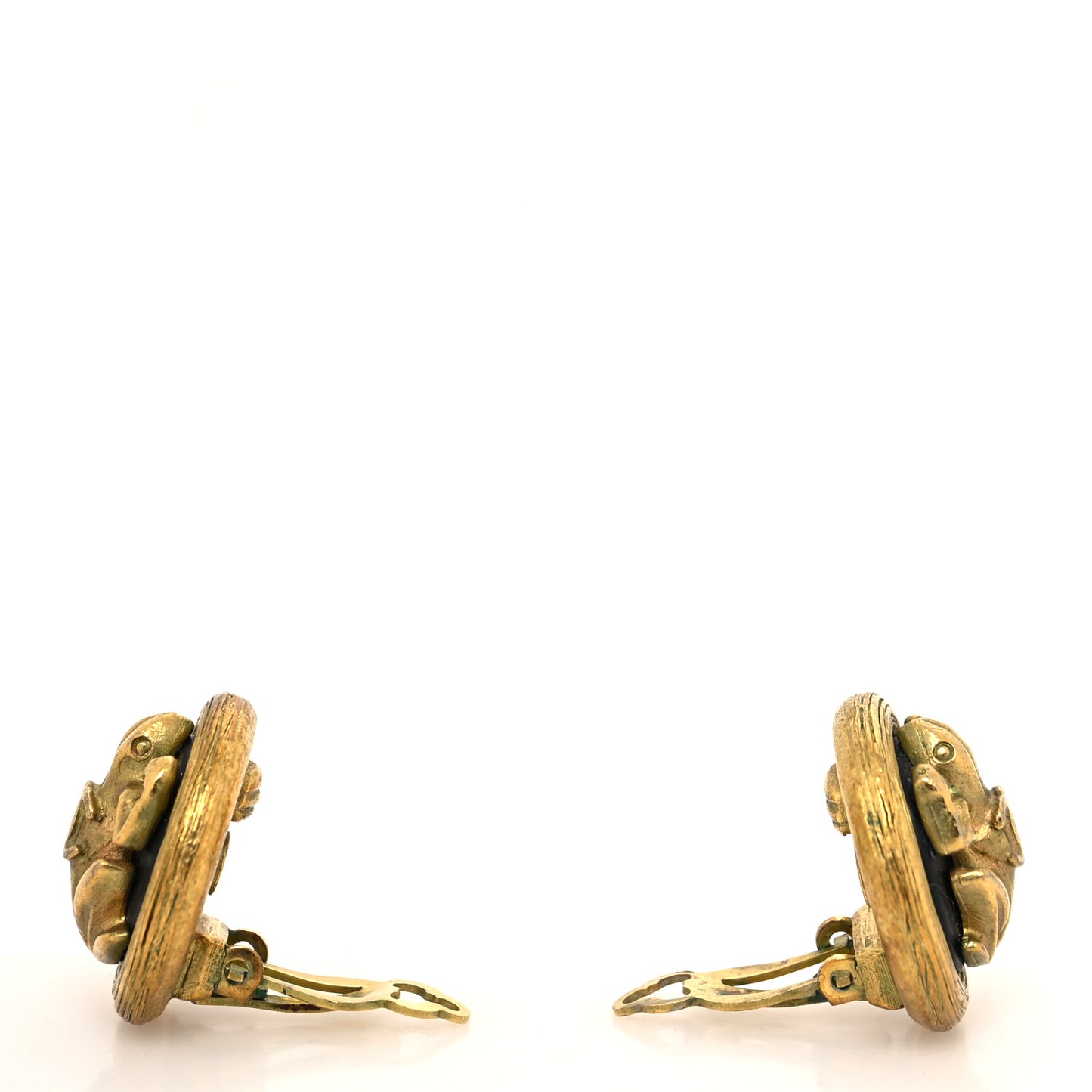 CC Frog Clip On Earrings Gold