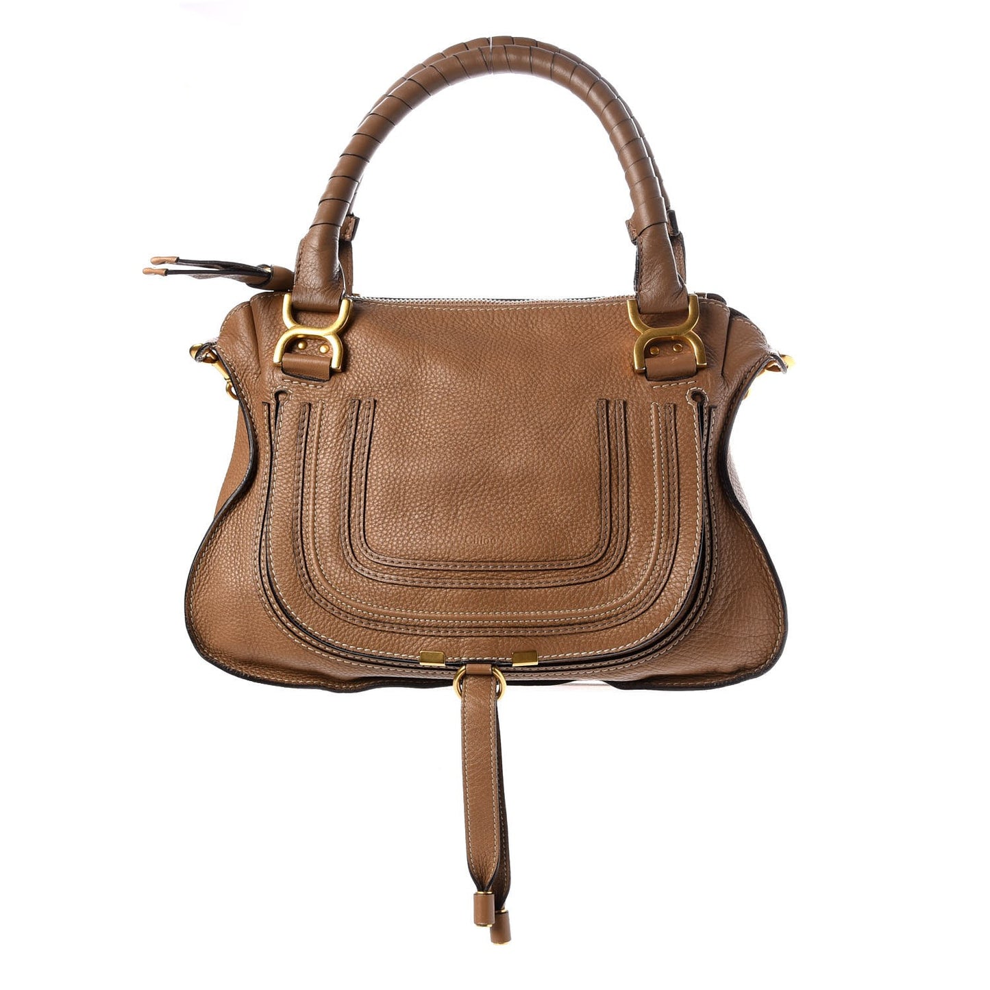 Calfskin Braided Medium Marcie Satchel Nut
