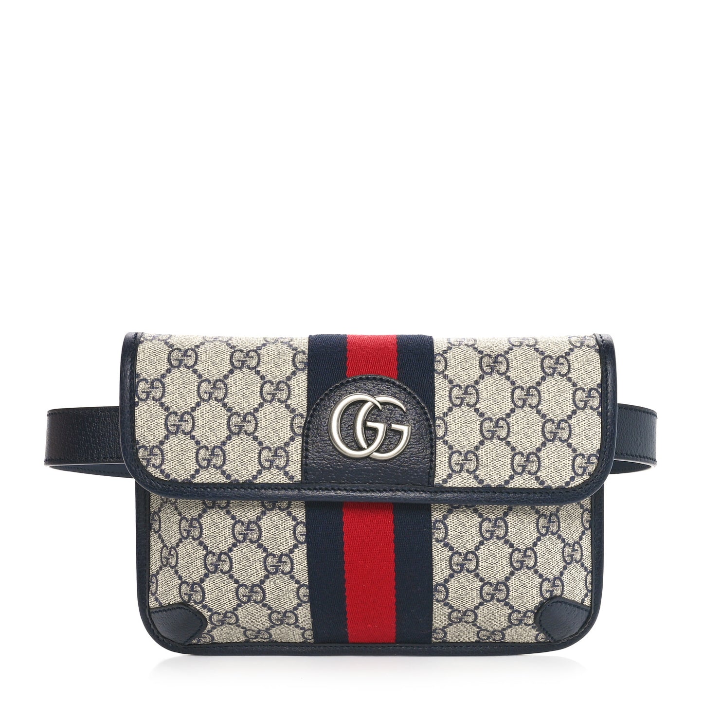 GG Supreme Monogram Web Small Ophidia Belt Bag 90 36 Beige Navy