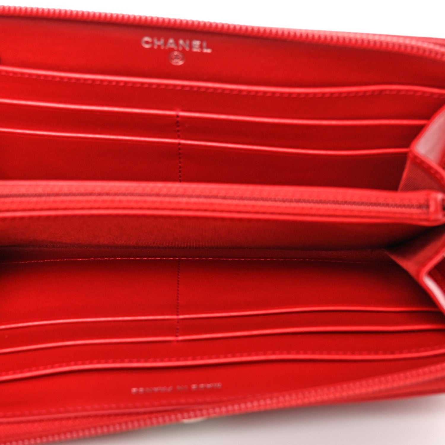 Chanel Caviar Quilted Long Boy Zip Around Wallet Red 5 of 10