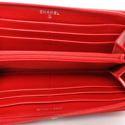 Chanel Caviar Quilted Long Boy Zip Around Wallet Red 5 of 10