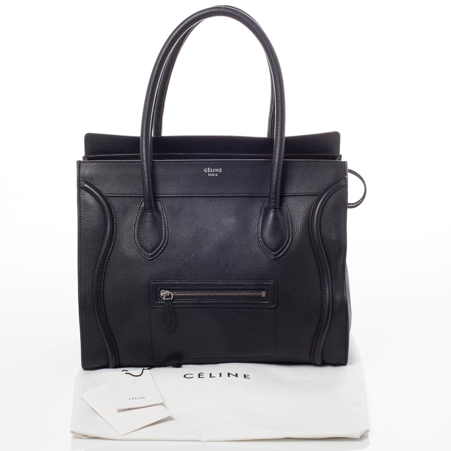 Drummed Leather Shoulder Luggage Black