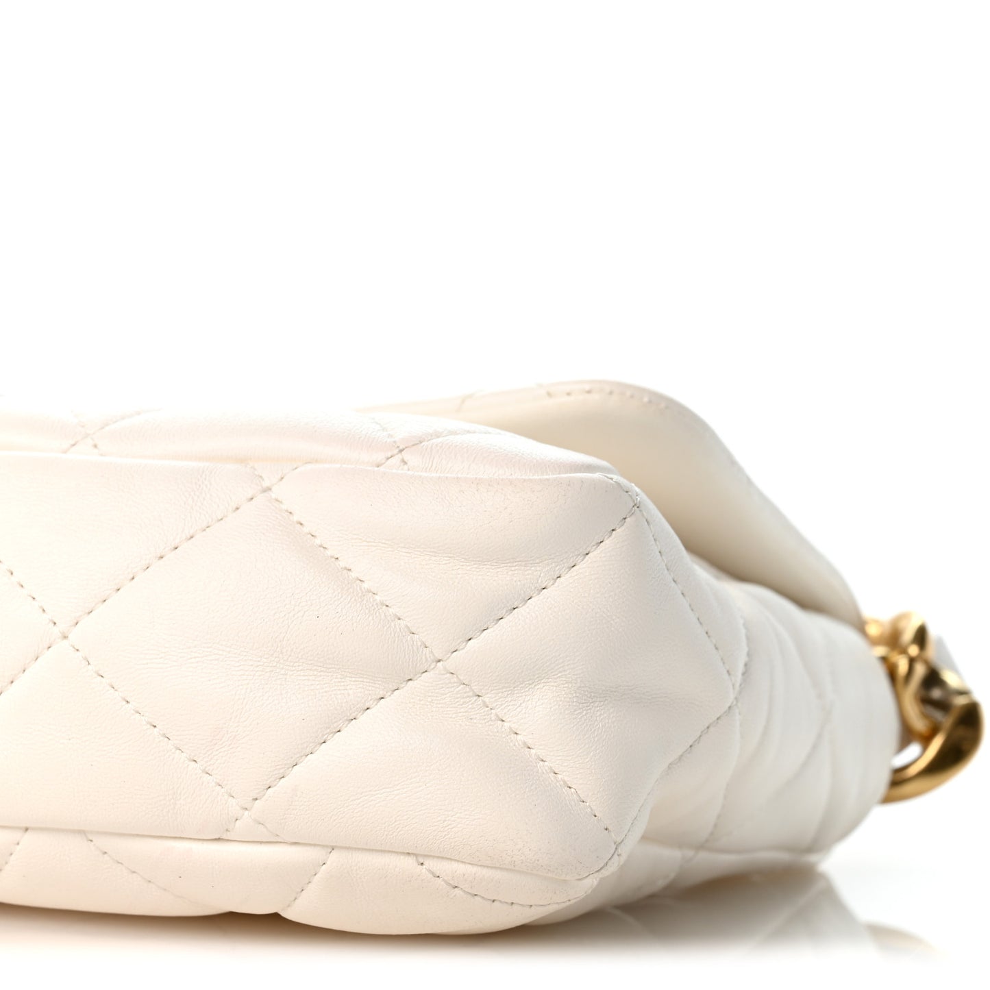 Lambskin Quilted Large CC Funky Town Flap White