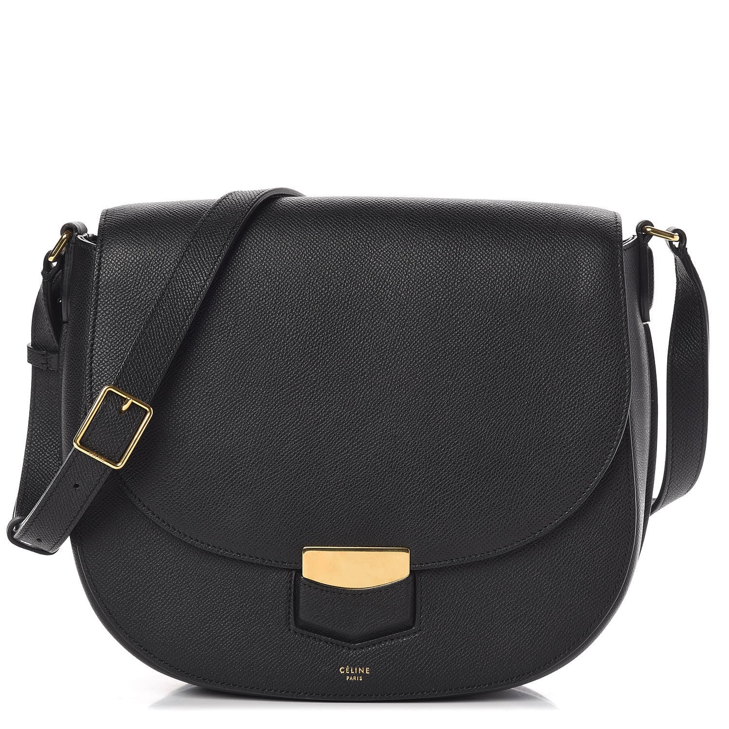 Celine Grained Calfskin Medium Trotteur Black 1 of 12