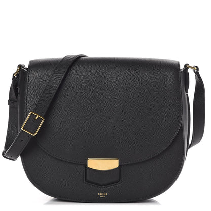 Celine Grained Calfskin Medium Trotteur Black 1 of 12
