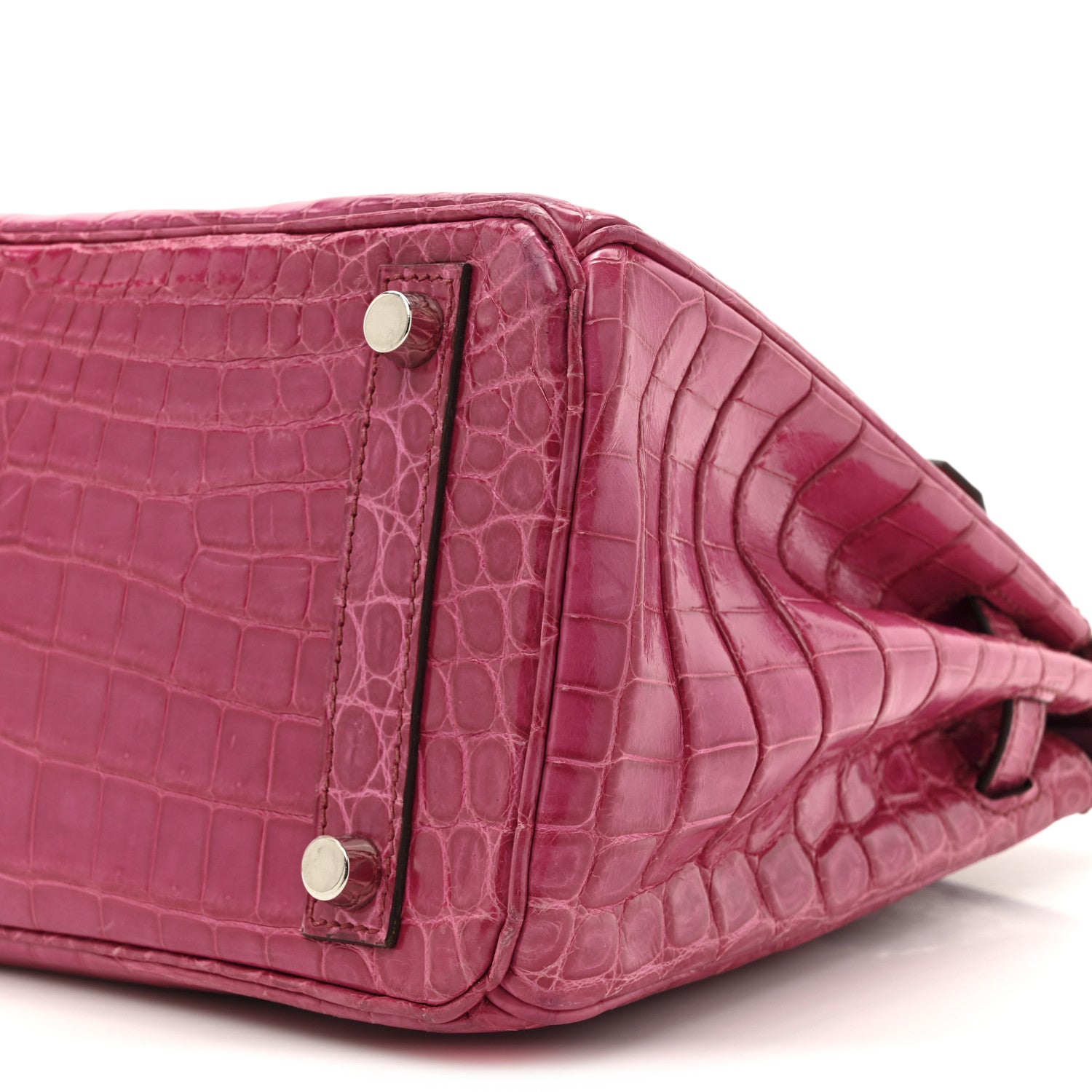 Hermes Shiny Niloticus Crocodile Birkin 25 Rose Scheherazade 9 of 14