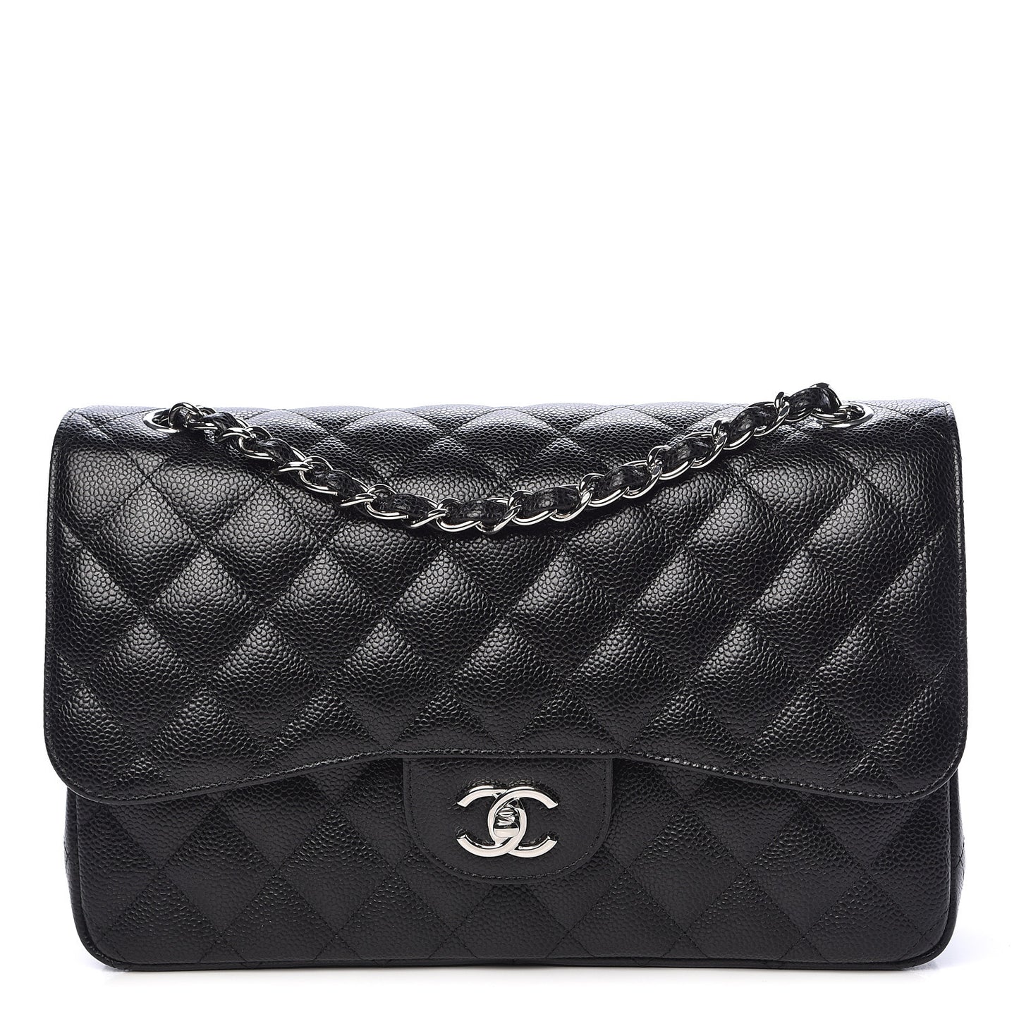 Caviar Quilted Jumbo Double Flap Black