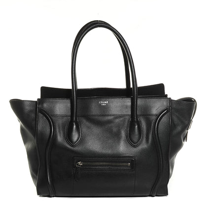Celine Drummed Calfskin Shoulder Luggage Black 1 of 8