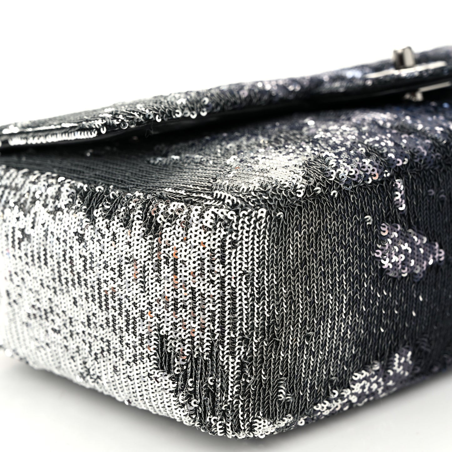 Sequin Medium Single Flap Silver Black