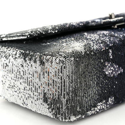 Chanel Sequin Medium Single Flap Silver Black 9 of 10