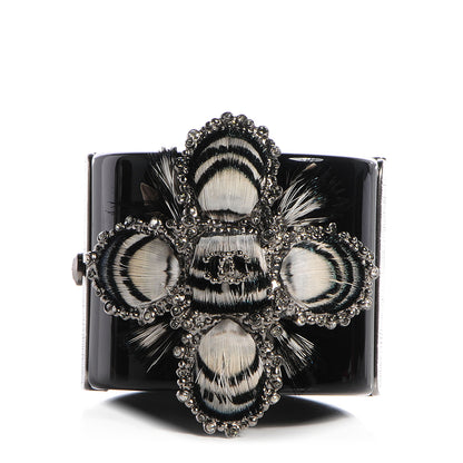 Chanel Resin Crystal Feather CC Cuff Black 1 of 6