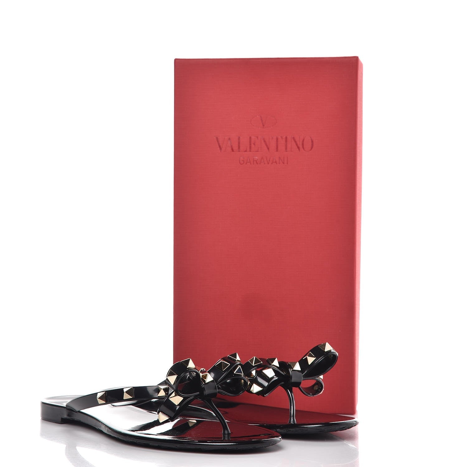 Valentino Garavani PVC Jelly Rockstud Bow Thong Sandals 40 Black 8 of 8
