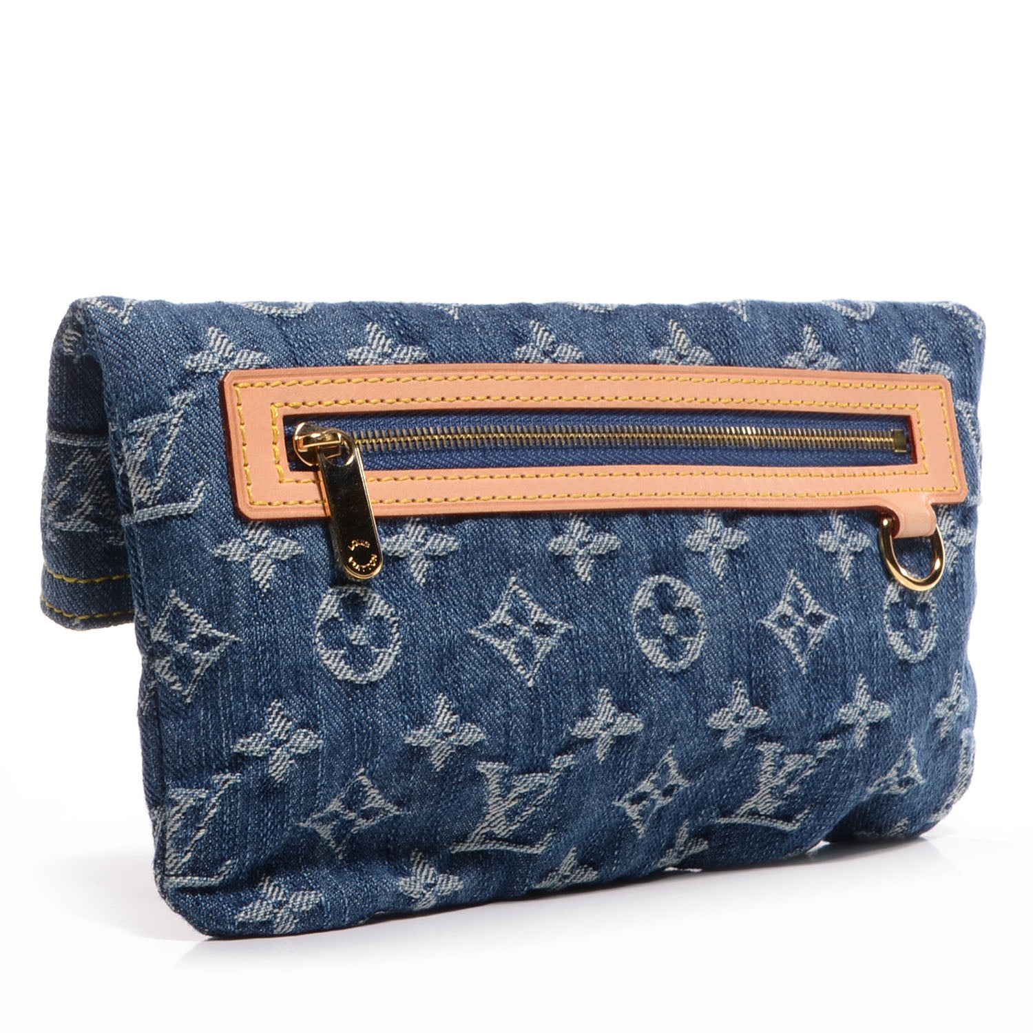 Louis Vuitton Monogram Denim Pochette Plat Clutch Blue 3 of 7