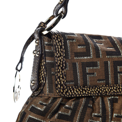 Fendi Zucca Vitello Small Chef Shoulder Bag Tobacco Oro Moro 10 of 11