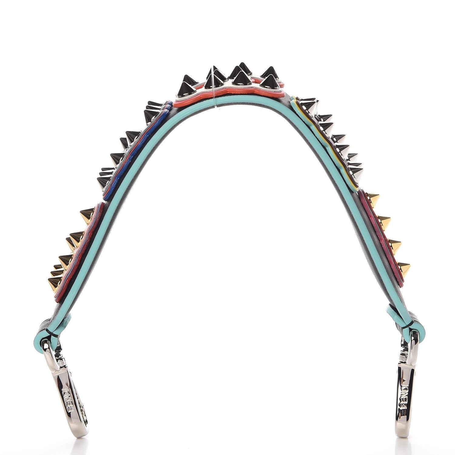 Fendi Vitello Century Fun Fair Metal Studded Mini Strap You Black Multicolor 1 of 5