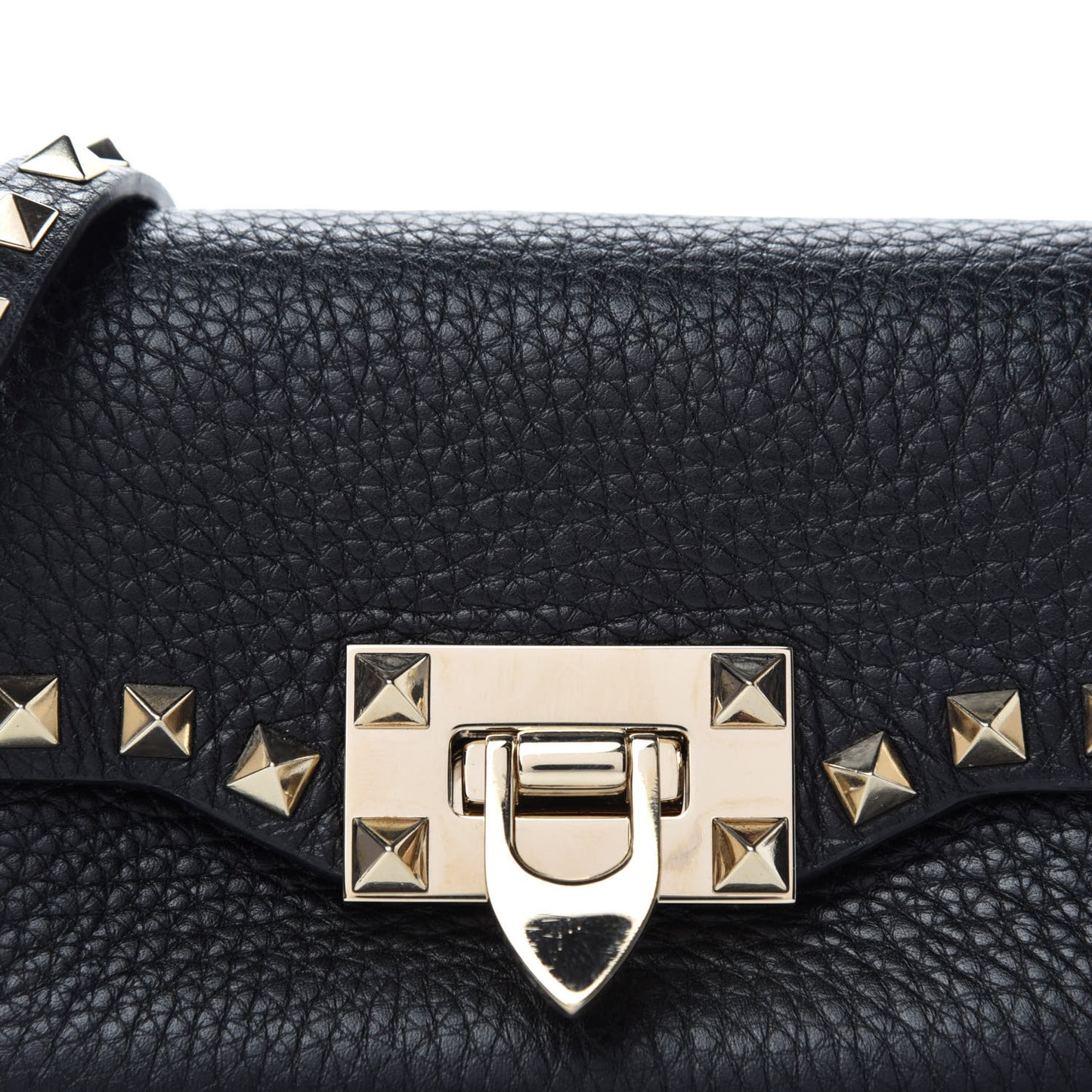 Pebbled Calfskin Mini Rockstud Crossbody Bag Black