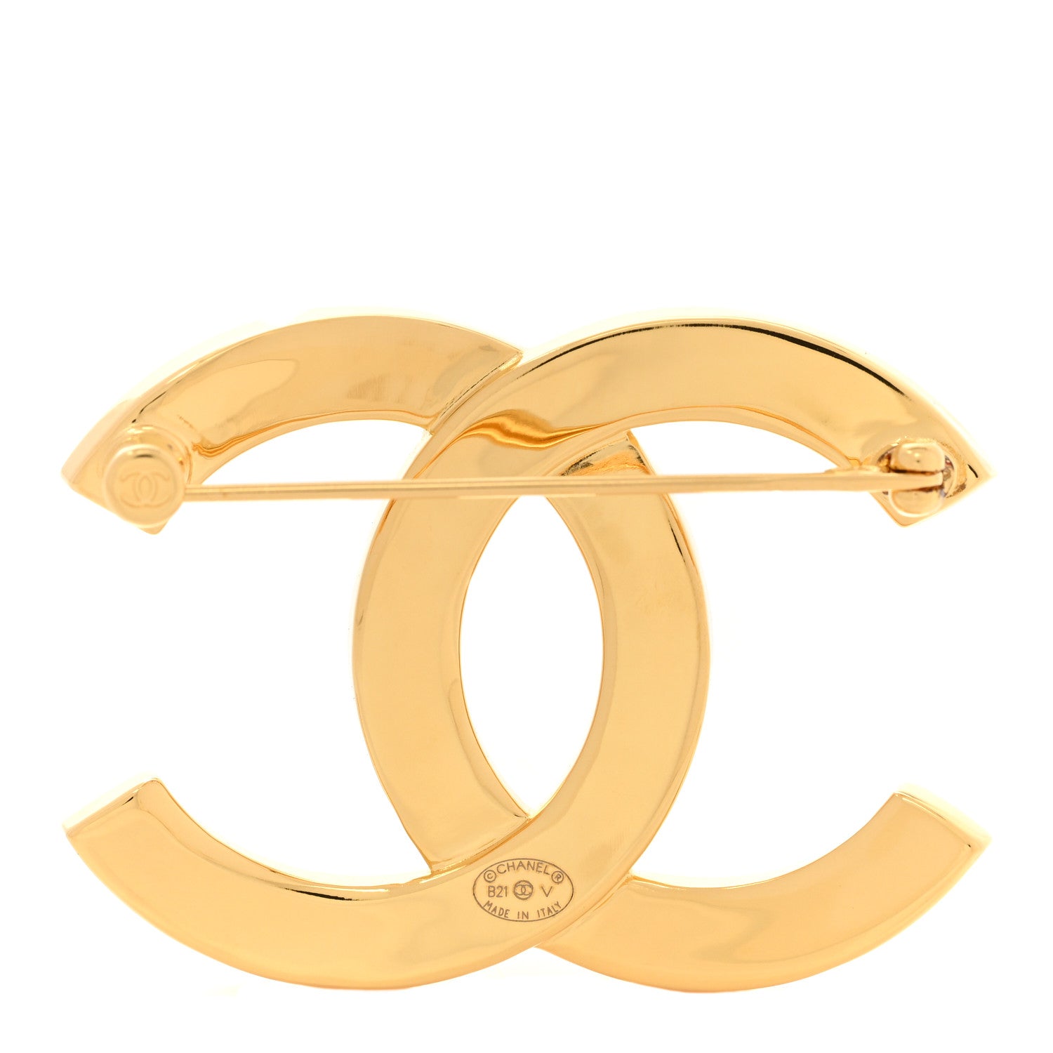 Chanel Metal Paris Button CC Large Brooch Gold 3 of 5