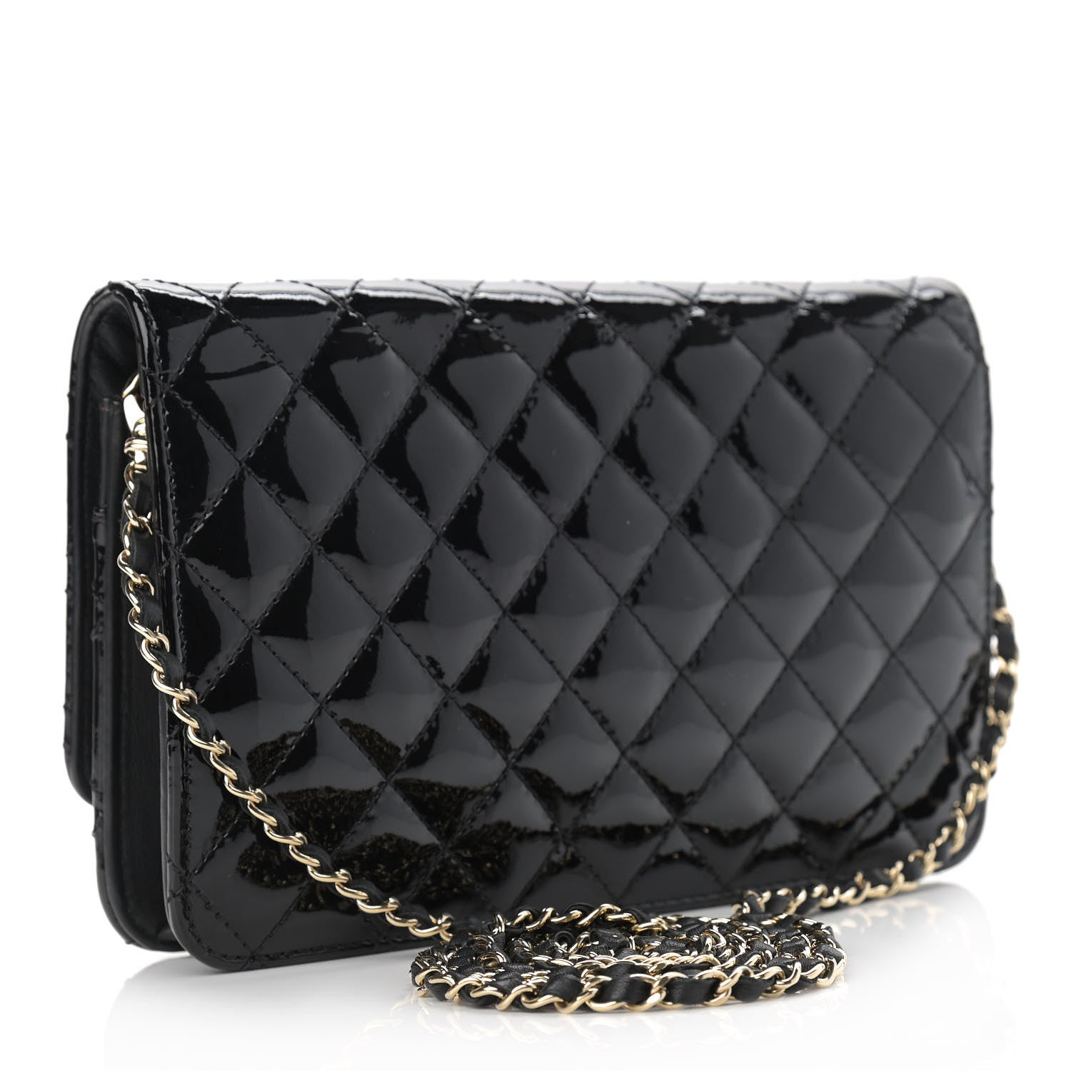 Chanel Patent Quilted Golden Class Wallet on Chain WOC Black 3 of 10