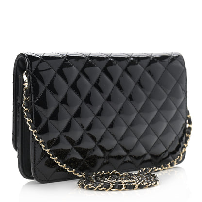 Chanel Patent Quilted Golden Class Wallet on Chain WOC Black 3 of 10