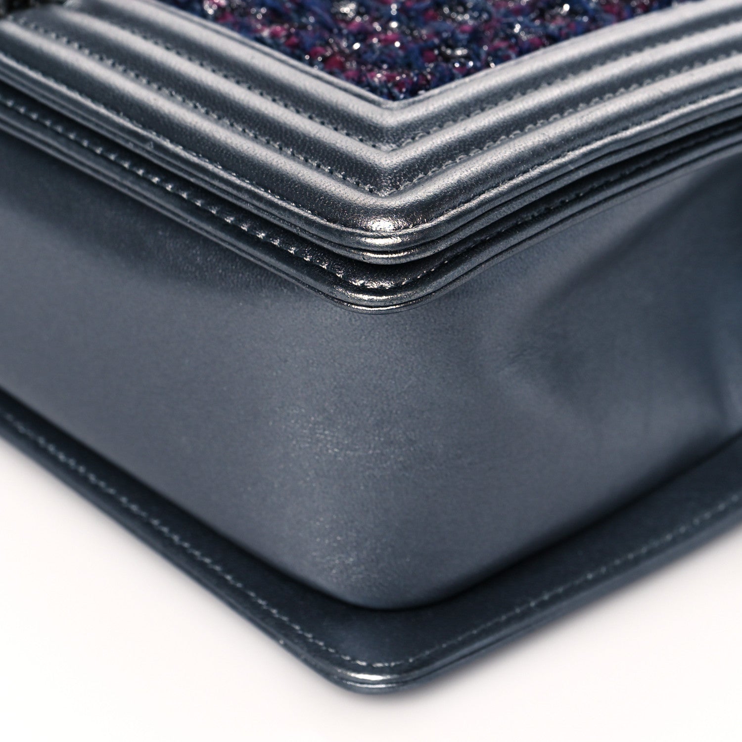 Chanel Tweed Metallic Lambskin Medium Boy Flap Silver 9 of 9