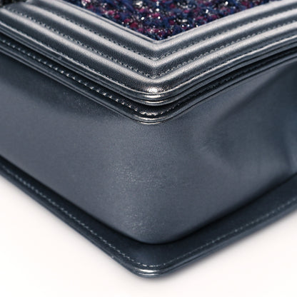 Chanel Tweed Metallic Lambskin Medium Boy Flap Silver 9 of 9