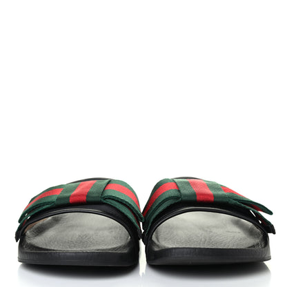 Gucci Satin Web Bow Slide Sandals 39 Black 2 of 4