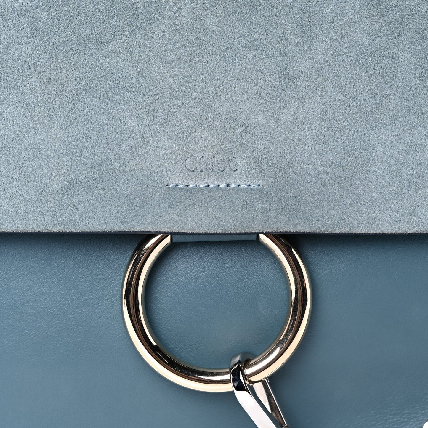 Suede Calfskin Medium Faye Shoulder Bag Cloudy Blue
