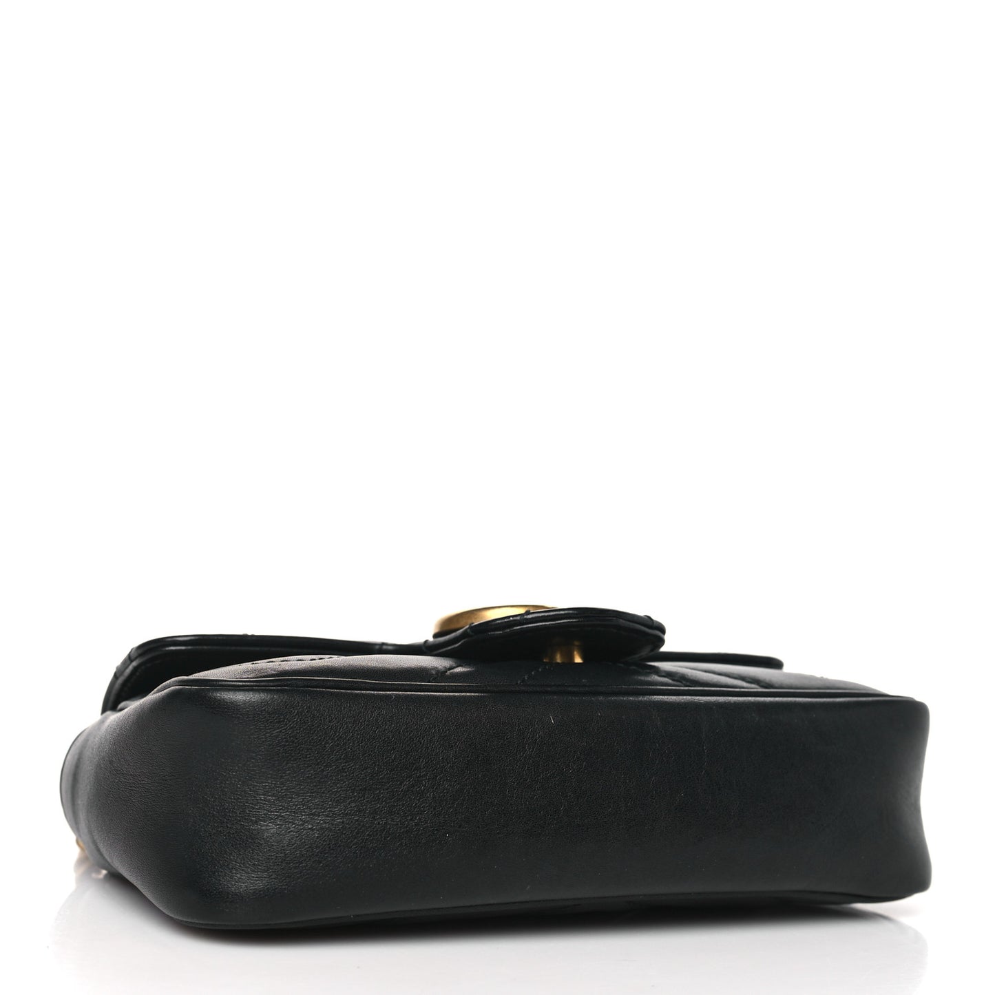Calfskin Matelasse Super Mini GG Marmont Shoulder Bag Black