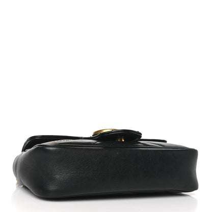 Gucci Calfskin Matelasse Super Mini GG Marmont Shoulder Bag Black 4 of 11