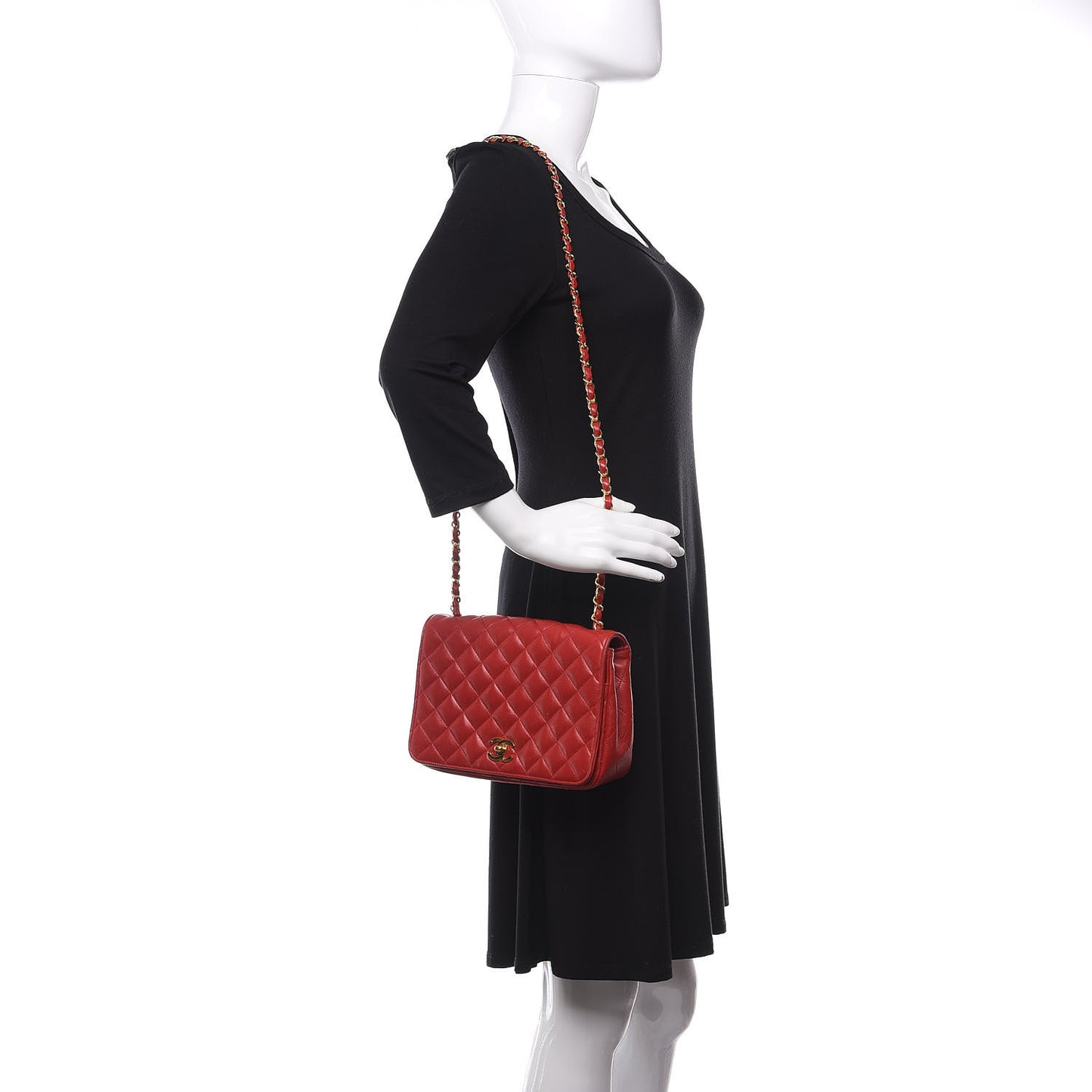 Lambskin Quilted Small Single Flap Red