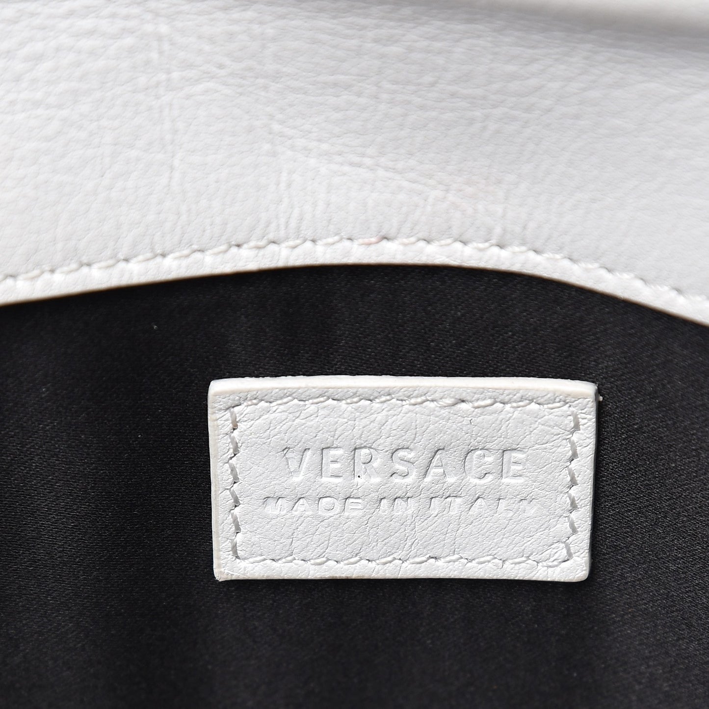 Calfskin Embossed Palazzo Chain Evening Bag White