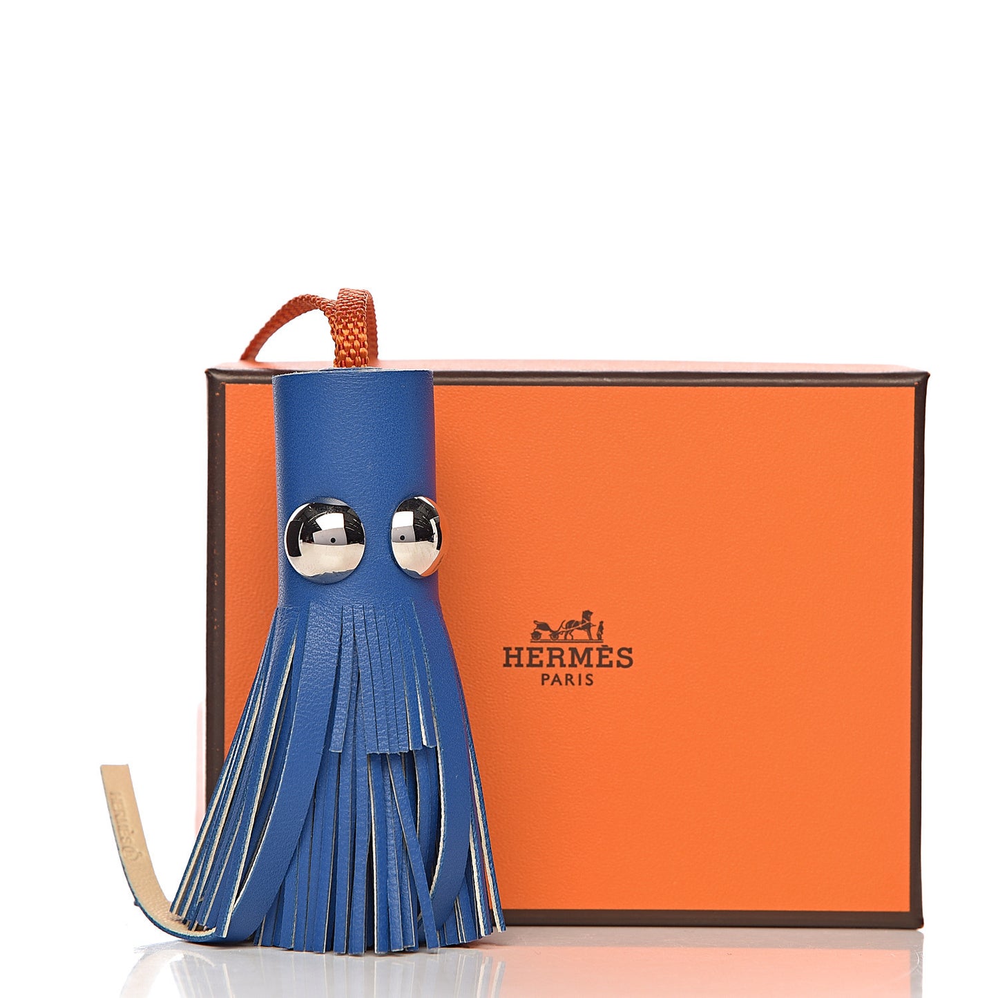 Lambskin Octopus Pom Pom Bag Charm Bleu