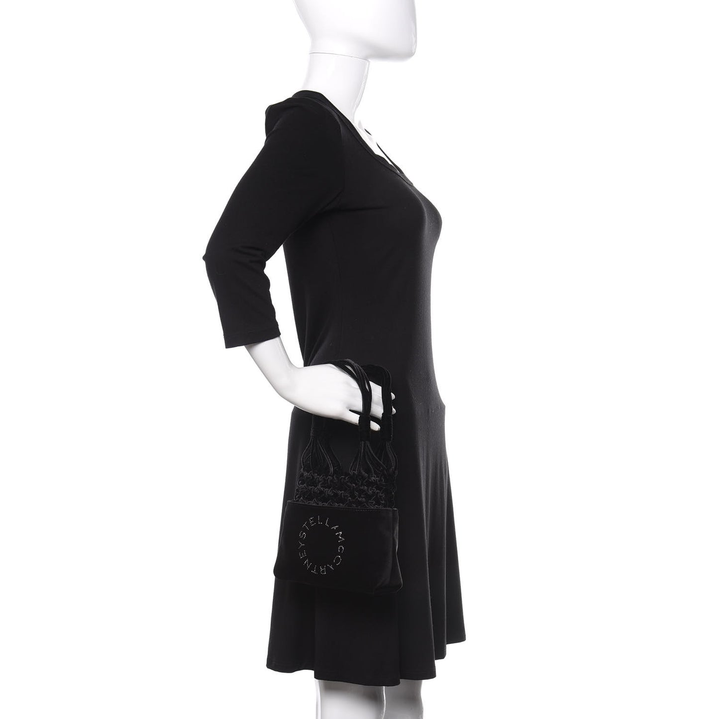 Velvet Crystal Logo Knotted Tote Black