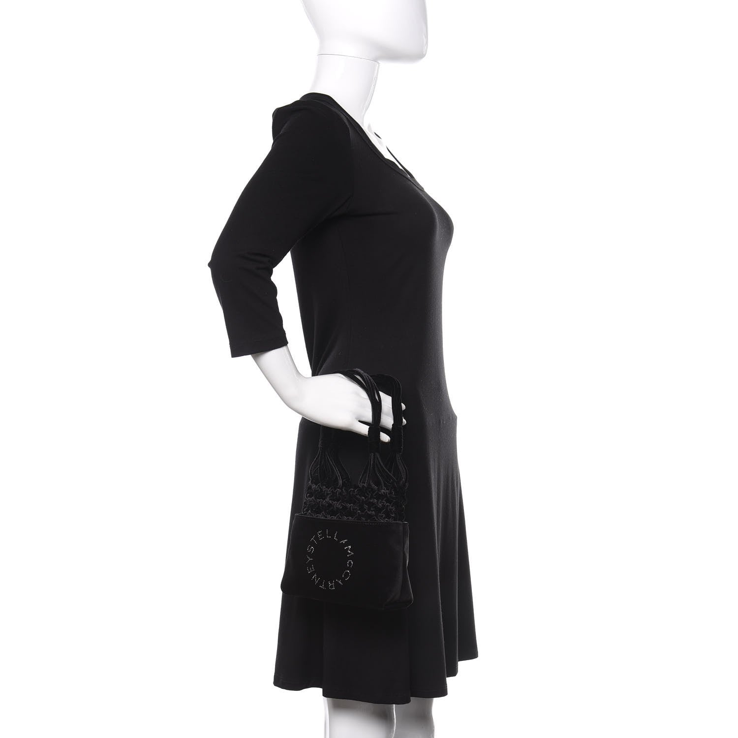 Stella McCartney Velvet Crystal Logo Knotted Tote Black 2 of 9