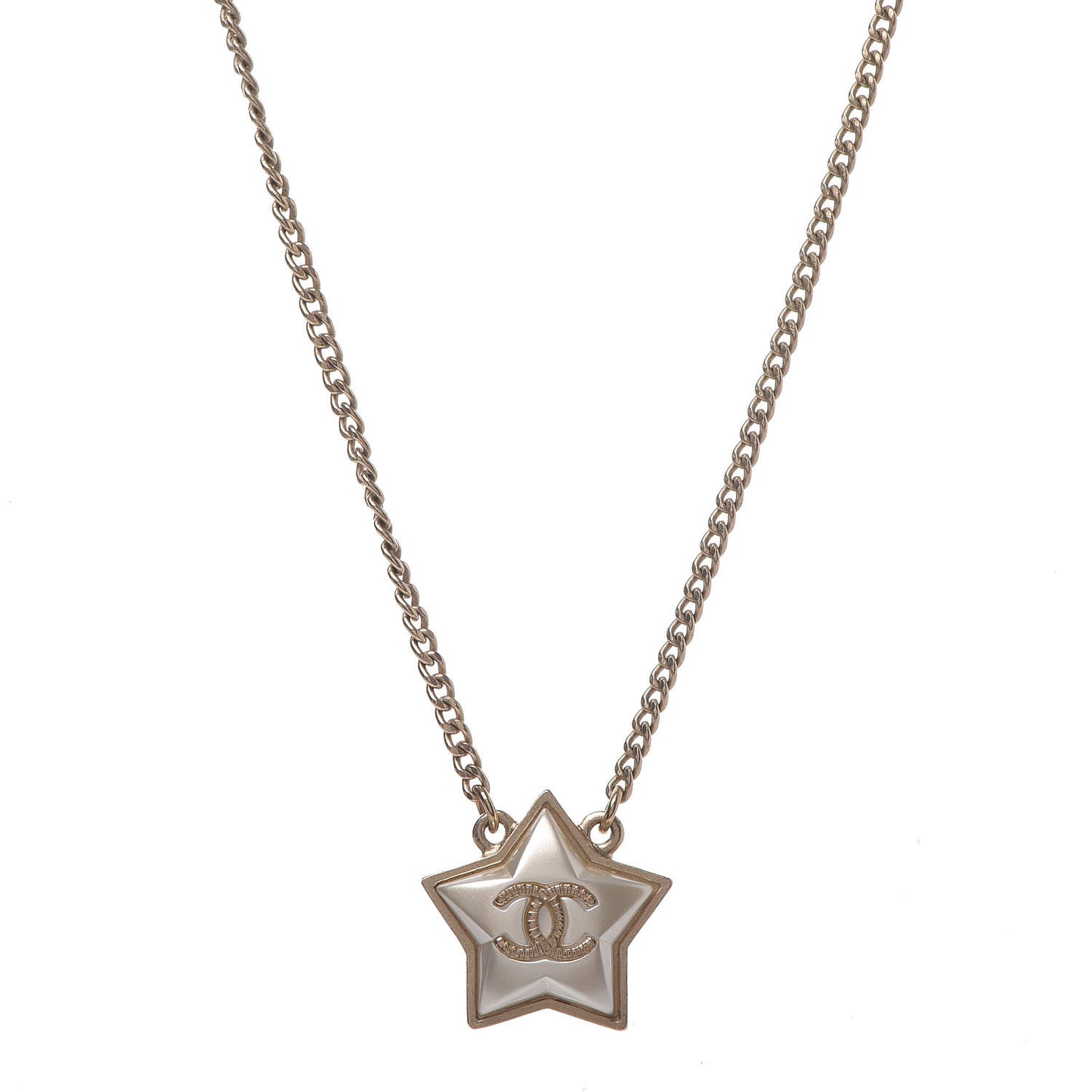 Metal Resin Star CC Necklace Silver Gold