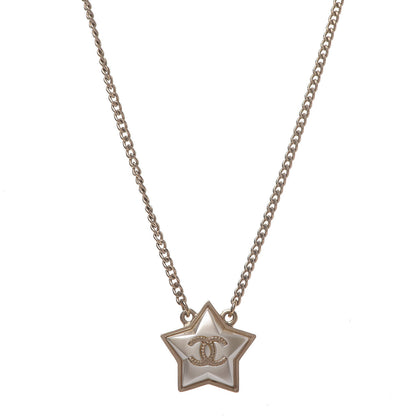 Chanel Metal Resin Star CC Necklace Silver Gold 1 of 5