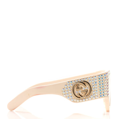 Gucci Acetate Crystal Oversize Hollywood Forever Sunglasses GG0144S Ivory 3 of 10